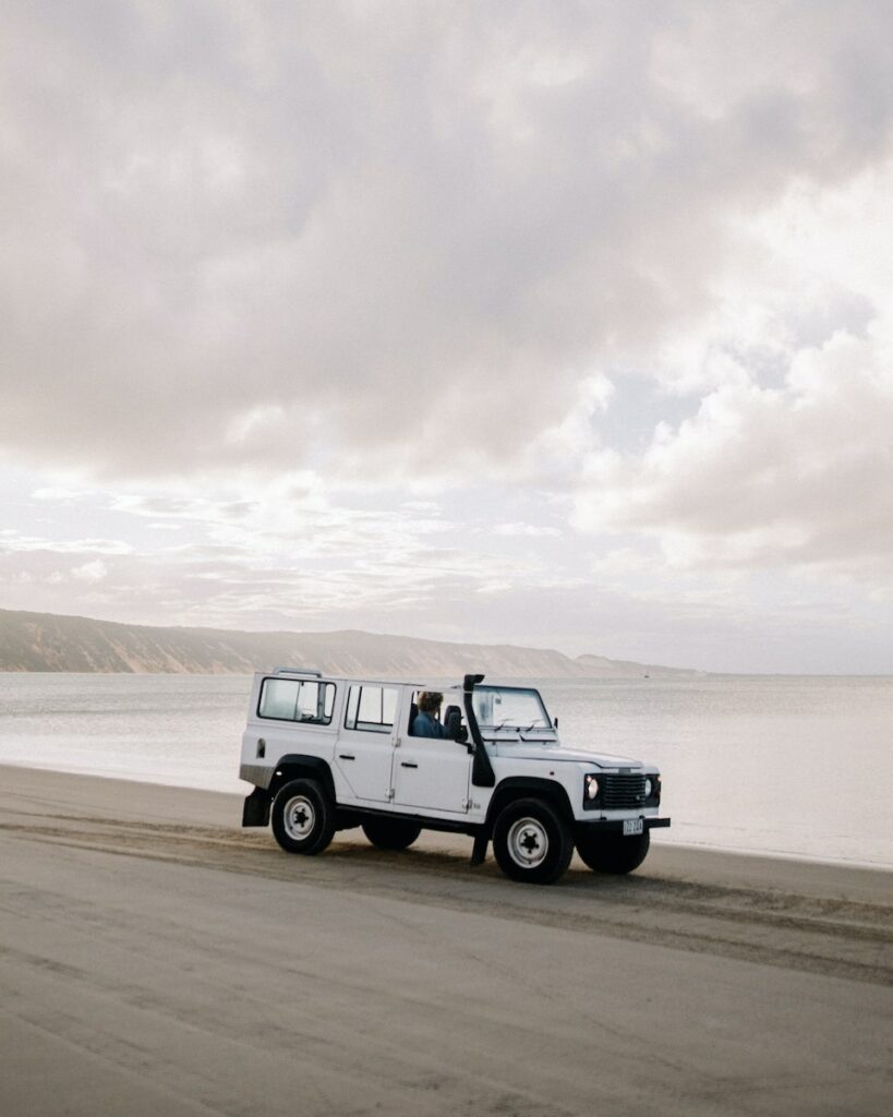 Jeep on Desert on Shore
